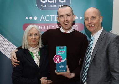 Active Champion Award – Anthony Mullen (Brothers of Charity Services Galway) with his mother Pauline and coach James Murphy